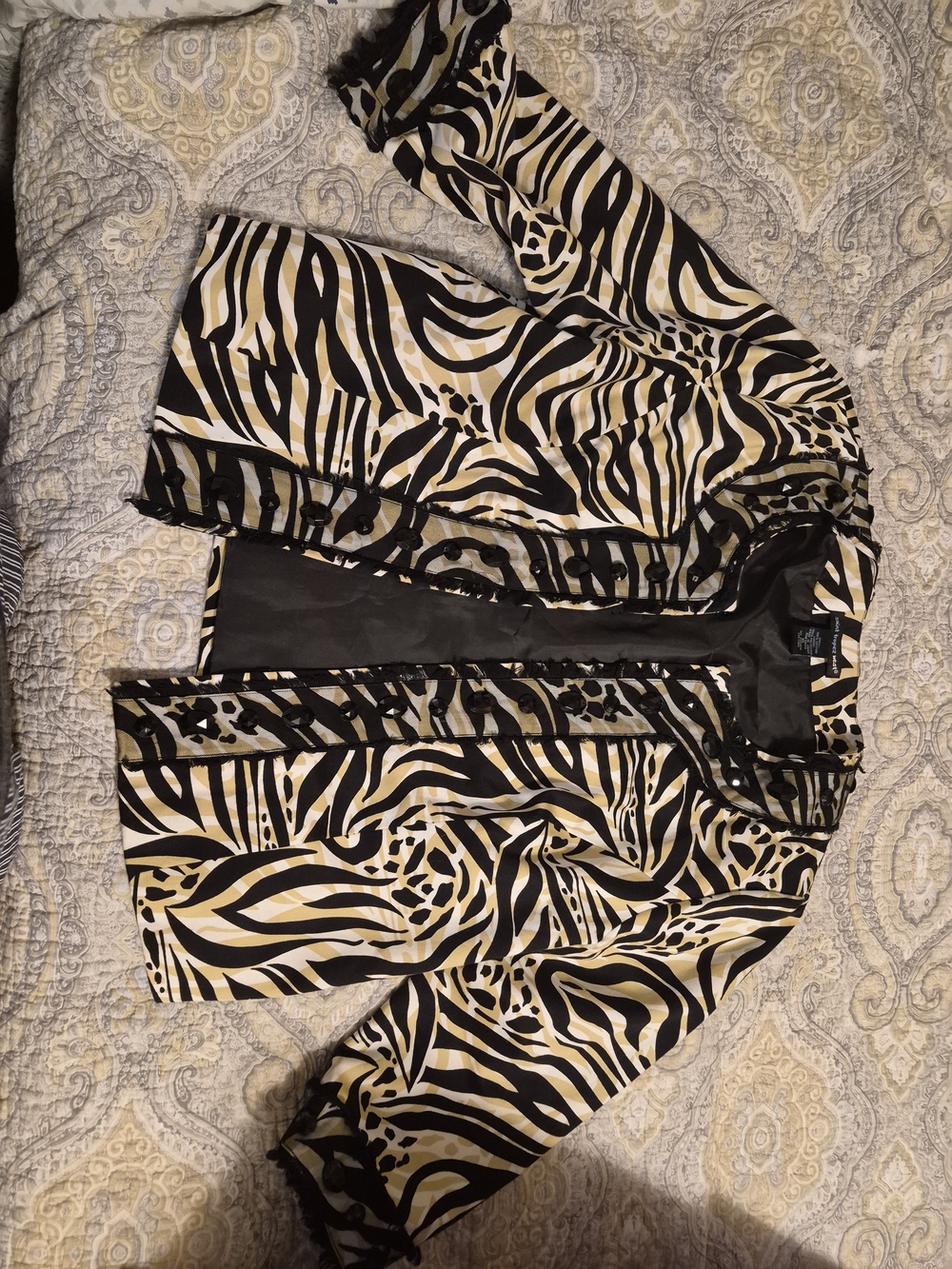 Saint Tropez West Black and Cream Zebra-Print Blazer